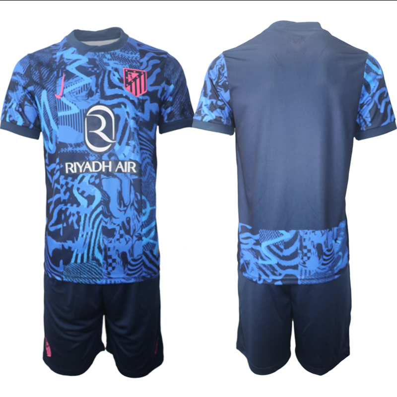 Men 2024-2025 Club Atletico Madrid away blue Blank Soccer Jersey->indianapolis colts->NFL Jersey